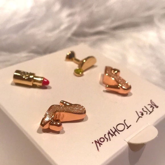 Brand New Betsey Johnson Set of Two Pairs of Post Earrings Cocktail High Heels - Picture 7 of 13
